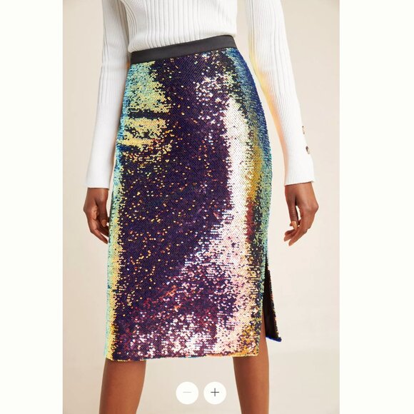 Ro & De Dresses & Skirts - ANTHRO RO & DE Elysian Iridescent Flip Sequin Midi Pencil Skirt, Size 4P, NWT